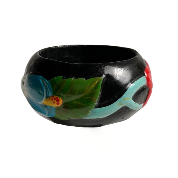 Vintage Hand Painted Wood Bangle Bracelet - Picture 4 of 7
